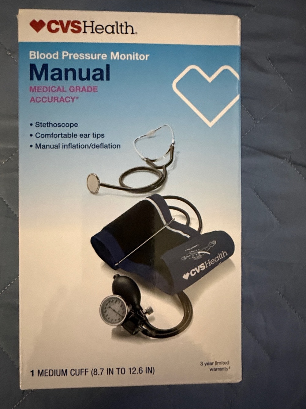 CVS Health Manual Blood Pressure Monitor - Blue Cuff